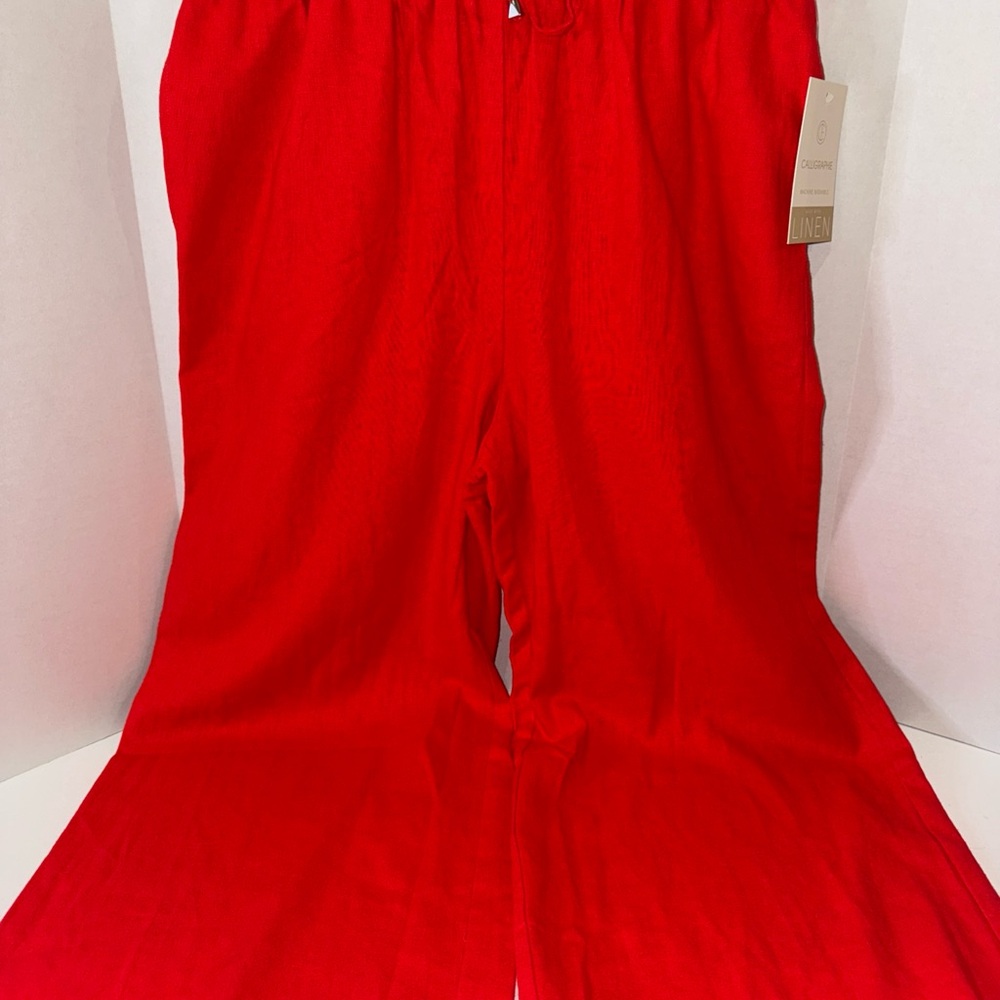 Vibrant Red Linen Blended Pants Size Small